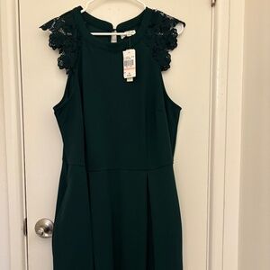 Dark green midi dress